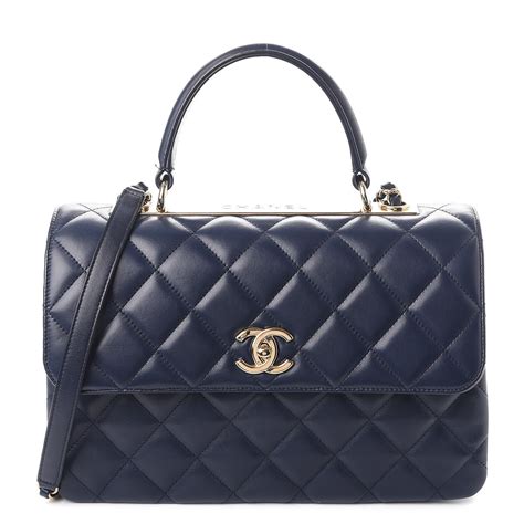 chanel navy blue handbag|chanel shopping bag navy.